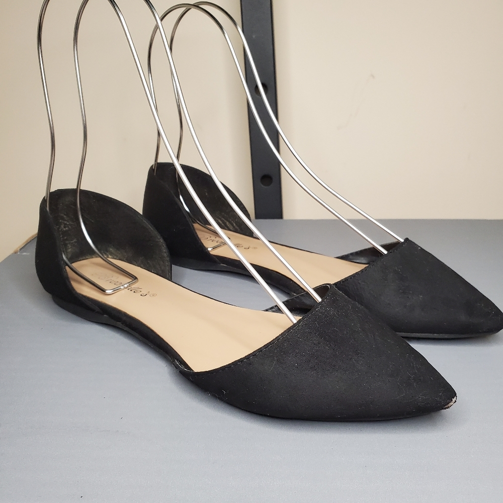 Breckelle's Women's Dolley-52 Faux Suede Pointy-Toe D'Orsay Flats 7